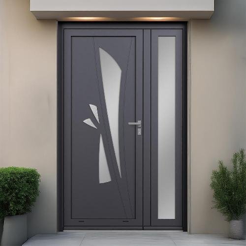 Porte d'entrée aluminium anthracite design